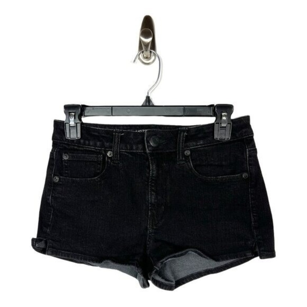 American eagle 360 super stretch hi-rise shortie black shorts women's size 2